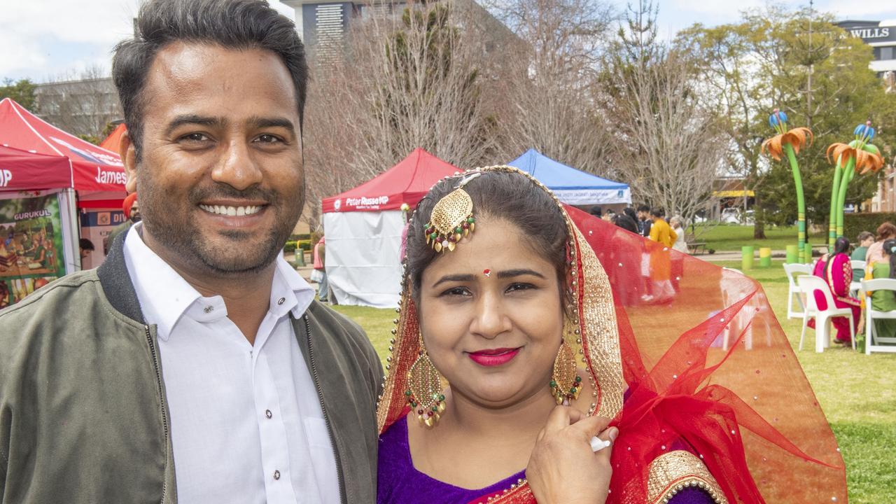 Baljinder Singh and Baljinder Kaur. Krishna Janmashtami celebrations in Toowoomba Civic Square. Sunday, August 28, 2022. Picture: Nev Madsen.