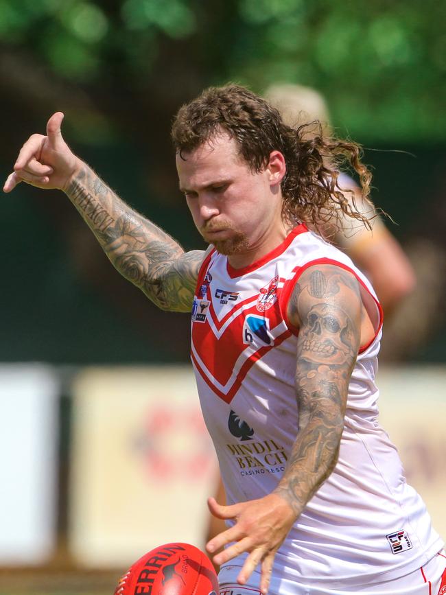 Jayden Magro was unstoppable against Palmerston at TIO Stadium. Picture: Glenn Campbell.