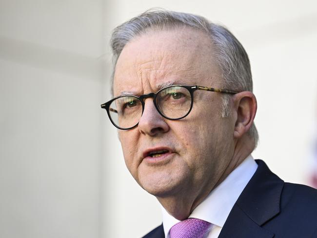 CANBERRA, AUSTRALIA  - NewsWire Photos - May 9, 2025: Prime Minister Anthony Albanese holds a press conference at Parliament House in Canberra. Picture: NewsWire / Martin Ollman