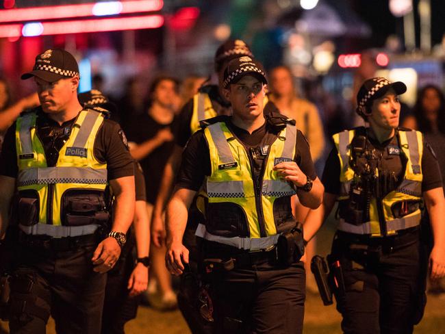 Police patrol Melbourne CBD.