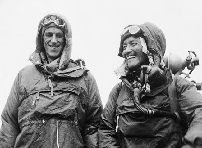 Sir Edmund Hillary and Tenzing Norgay in the kit they wore when conquering the world's highest peak, Mount Everest. Picture: AP