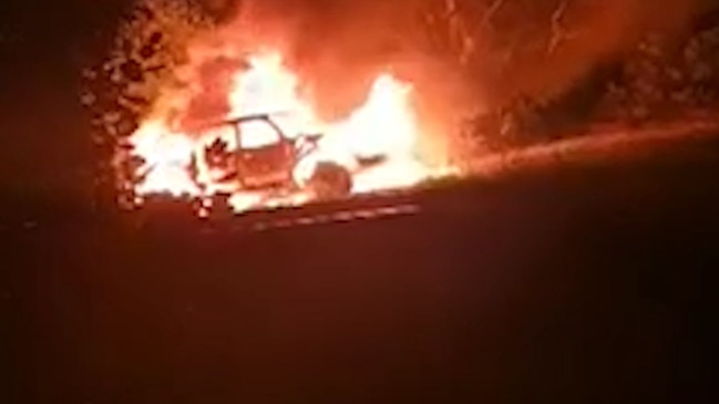 Car explosion in Cranbourne caught on film. Picture: Supplied