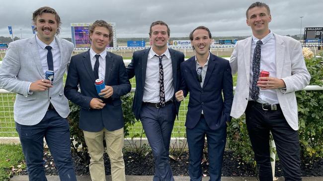 A downpour did little to dampen the spirits of racegoers at the Ballarat Cup in December last year. Picture: Timothy Cox