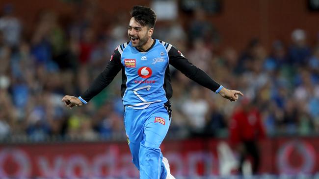 Strikers spinner Rashid Khan had a top night with the ball. Picture: AAP 