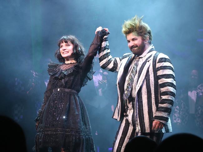 Elizabeth Teeter and Alex Brightman in the Broadway production of Beetlejuice. Picture: Bruce Glikas/Getty Images