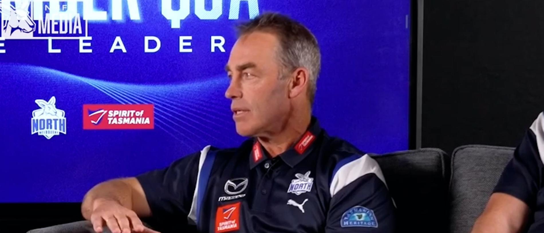 Alastair Clarkson responds in the video to North members