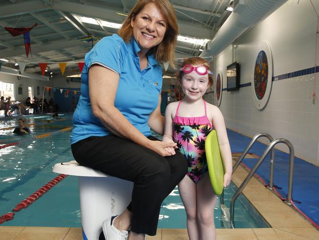 Julie Zancanaro with Ava Thomson, 4, at her swim centre.