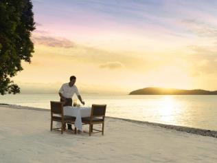 Pebble beach dining on Hamilton Island. Picture: Qualia Resort