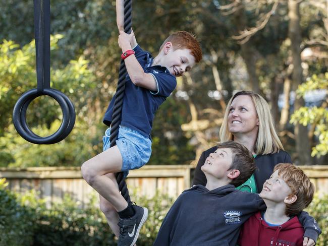 Amy Bromley, right, with her son Jack Bromley, left, and his friends Callum and Logan. Picture: Tim Pascoe