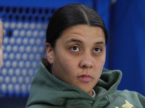LONDON, ENGLAND - MARCH 27: Sam Kerr of Chelsea Women watches on from the stands during the UEFA Women's Champions League Quarter Finals Second Leg match between Chelsea FC and Manchester City at Stamford Bridge Stadium in London, England on March 27, 2025. (Photo by Crystal Pix/MB Media/Getty Images)