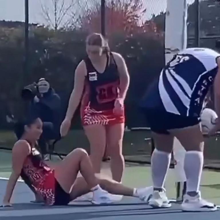 Ms Aranui’s opponent runs into her.