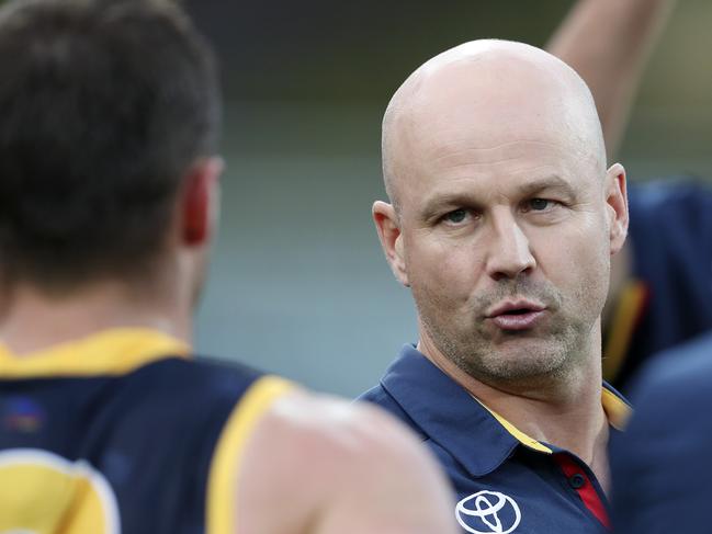 AFL - Adelaide Crows v Sydney Swans at the Adelaide Oval. Crows coach Matthew Nicks at 3 quarter time.  Picture SARAH REED