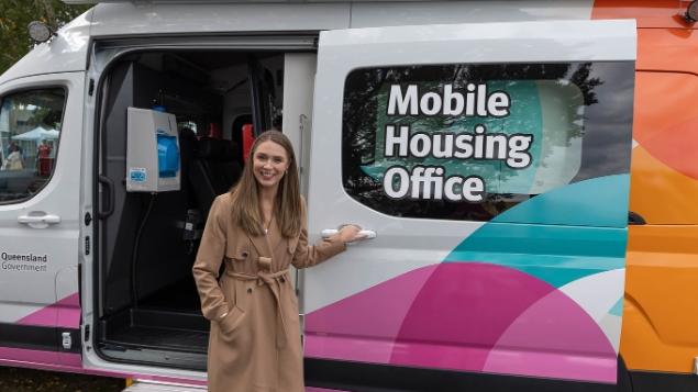 Housing Minister Meaghan Scanlon with the new critical response team van to help the homeless on the Gold Coast.