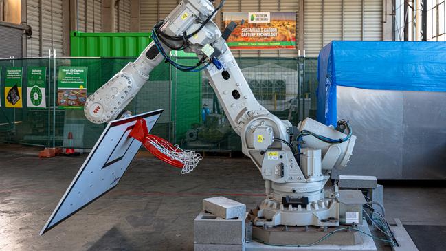 A robotic basketball hoop at the Advanced Robotics for Manufacturing Hub.