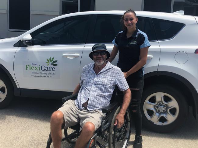 Bowen Flexi Care client Ray Halls and staff member Shannon Colquitt. Photo: Contributed