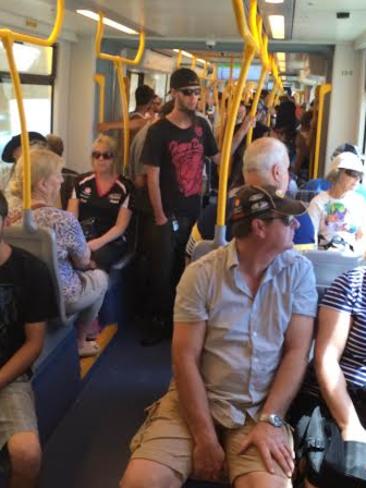 Trams were packed throughout the second day of the GC600. Pic: Kathleen Skene