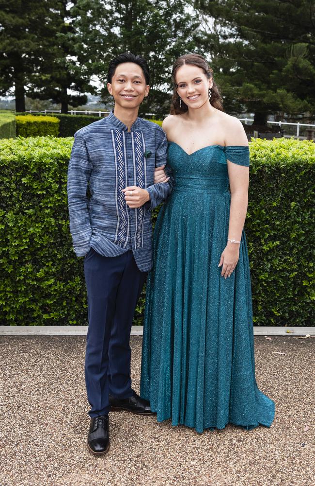 Barrette Gamayon and Halle Shipton at Centenary Heights State High School formal at Picnic Point, Friday, November 15, 2024. Picture: Kevin Farmer