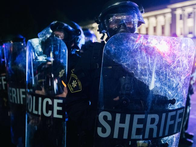 Riot police in Kenosha, Wisconsin. The city declared a state of emergency curfew after the shooting of Jacob Blake by police. Picture: Getty Images/AFP