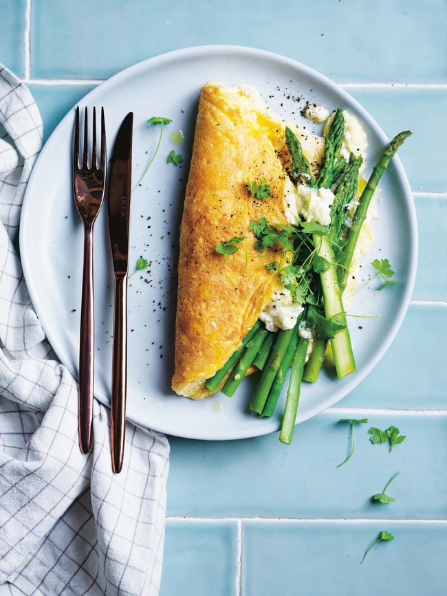 Three Ingredient Fluffy omelette from In Praise of Veg by Alice Zaslavsky. Picture: Ben Dearnley.