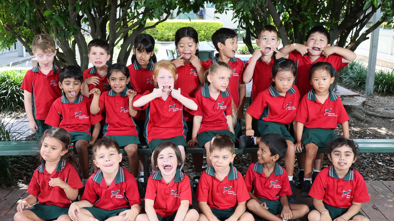 My First Year: Benowa State School Prep B. Front row: Frankie, Kaden, William, Leon, Thinuja, Varenya. Middle row: Ved, Liesel, Willow, Skye, Ruth. Madelyn. Back row: Reilly, Liam, Anagha, Saira, Samarveer, William, Max. Picture Glenn Hampson