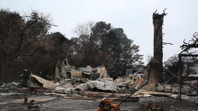 A destroyed house in Wingello after the bushfires spread through the area in the Southern Highlands. Picture: Tim Hunter.