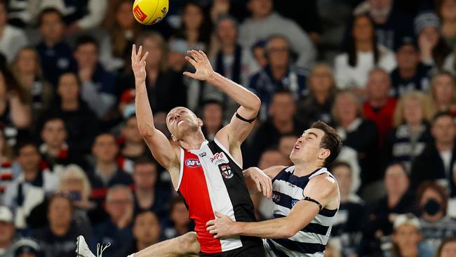 Callum Wilkie took the honours last week against star Cats forward Jeremy Cameron Picture: Getty Images