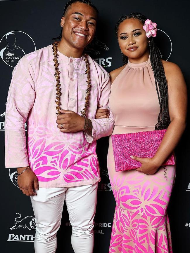 Brian To’o with fiance Moesha Crichton-Ropati.