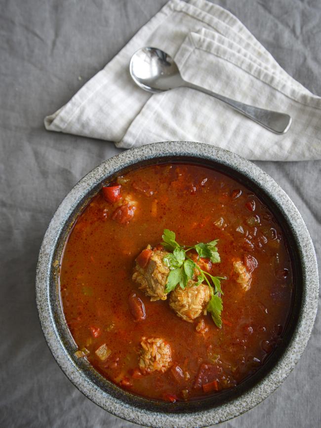 Pep up: Spicy tomato soup with meatballs. Picture: Dannika Bonser