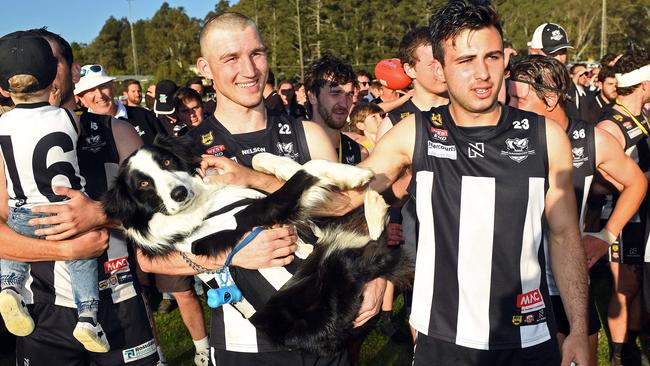 Hahndorf star Troy Parker-Poers with dog Jasper. Picture: Tom Huntley