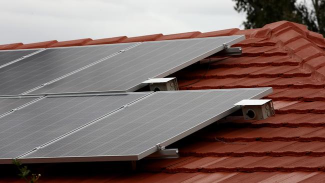 Solar panels on a home at Horsley Park. Picture: Toby Zerna