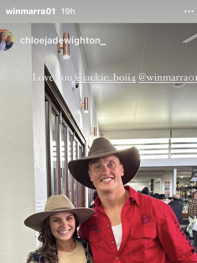 Jack Wighton’s cousin, Chloe, posted the two to her Instagram story, before the incident between the two NRL stars.