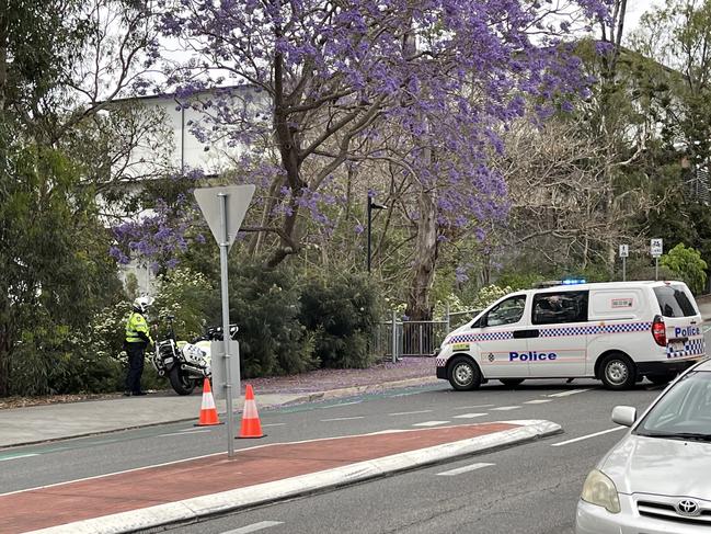 Police at the scene on Herston Rd. Picture: Matt Johnston