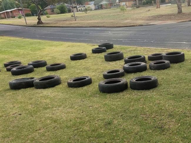 Facebook user Mark Shaw posted online a photo showing more than 20 tires dumped at the side of the road in the northern suburbs and residents have expressed their annoyance with illegal dumpers. Picture: Facebook