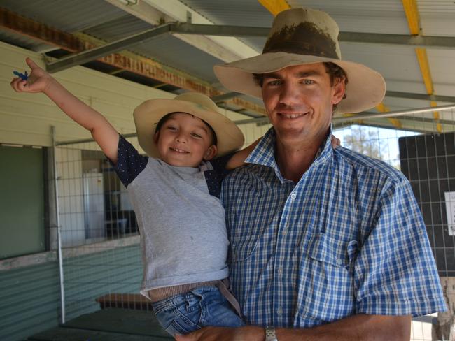 Goomeri Show president Lyle Hasselbach and 3-year-old son William at the opening of the 79th Goomeri Show on March 23, 2019.