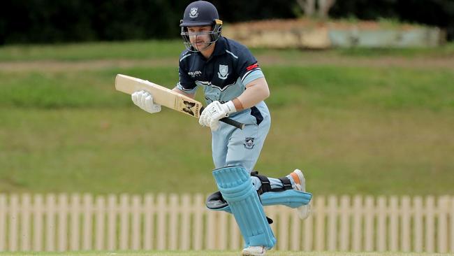 Jarryd Biviano of Sutherland runs between wickets during round 1 NSW Premier Grade cricket match between Sutherland and Northern Districts at Glenn McGrath Oval on September 24, 2022 in Caringbah. (Photo by Jeremy Ng/Newscorp Australia)