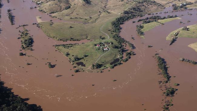 An aerial view of flooding in and around Maitland. Picture: David Swift