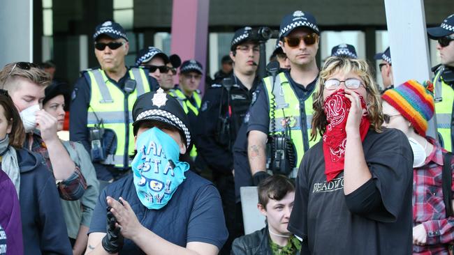 The protesters say they are undeterred after the violent scenes of previous days. Picture: AAP Image/David Crosling