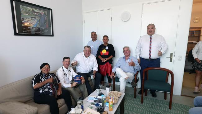 Boikov, right, with Craig Kelly and a group of anti-vax protesters in his parliamentary office in Parliament House. Picture: NCA Newswire/Gary Ramage