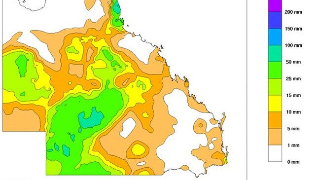 Rain has fallen across vast areas of western and central Queensland. Picture: BOM.