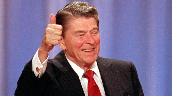 Ronald Reagan addresses the Republican National Convention in New Orleans in 1988, his last as president.