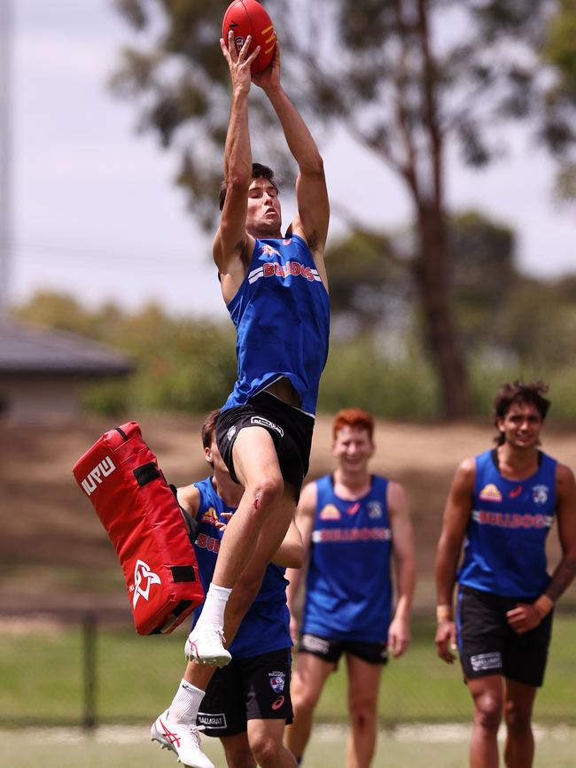 Sam Darcy clunks a mark. Picture: Michael Klein