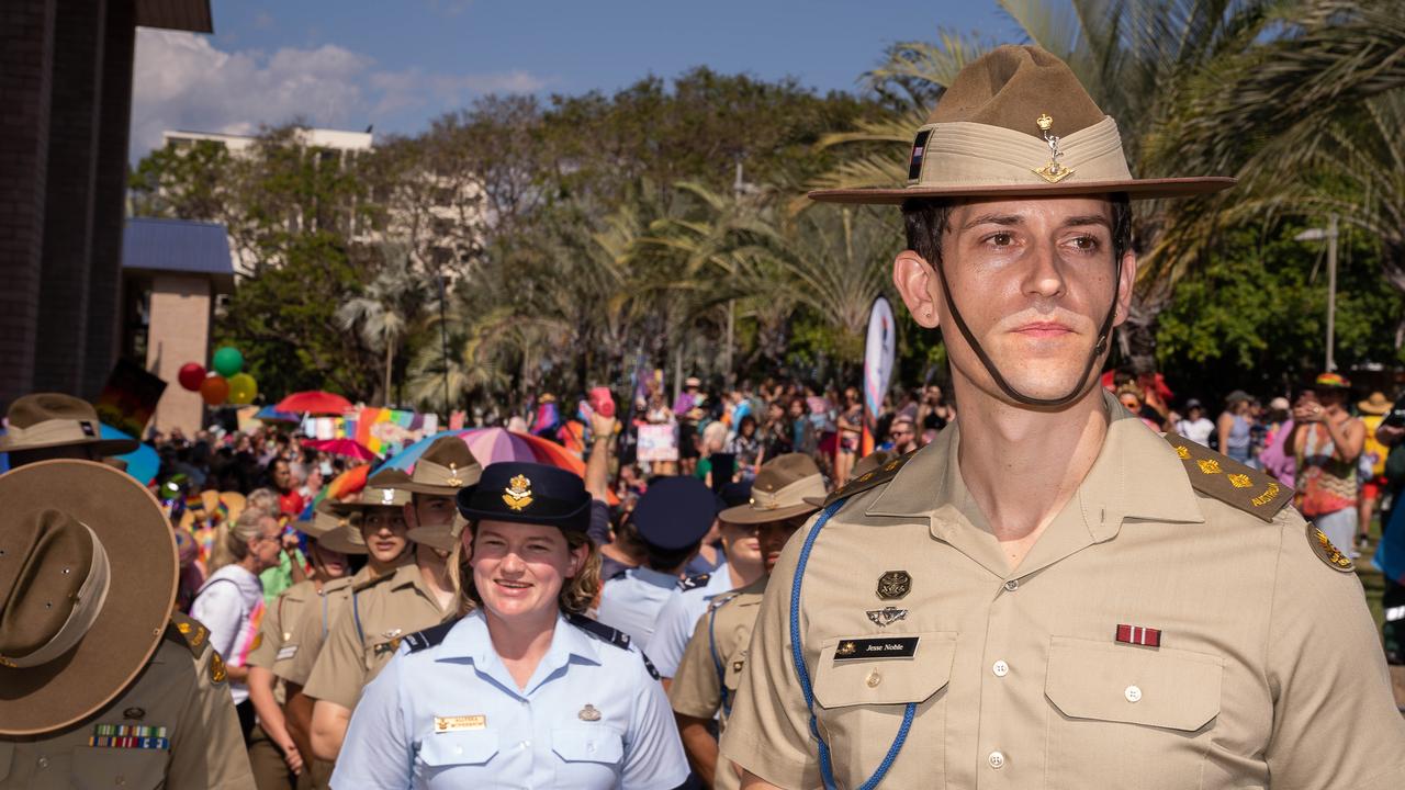 Queer members of the Australian Defence Force marched in the 2023 Top End Pride March through Darwin City on Saturday, June 24. Picture: Pema Tamang Pakhrin