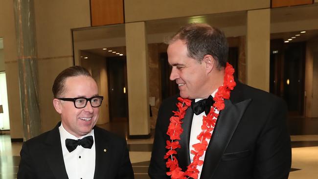 Qantas CEO Alan Joyce and ABC Managing Director David Anderson. Picture Gary Ramage