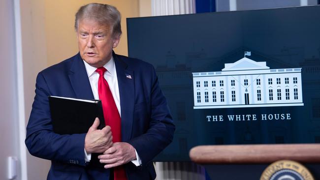 US President Donald Trump arrives to speak at the press in the Brady Briefing Room of the White House. Picture: AFP