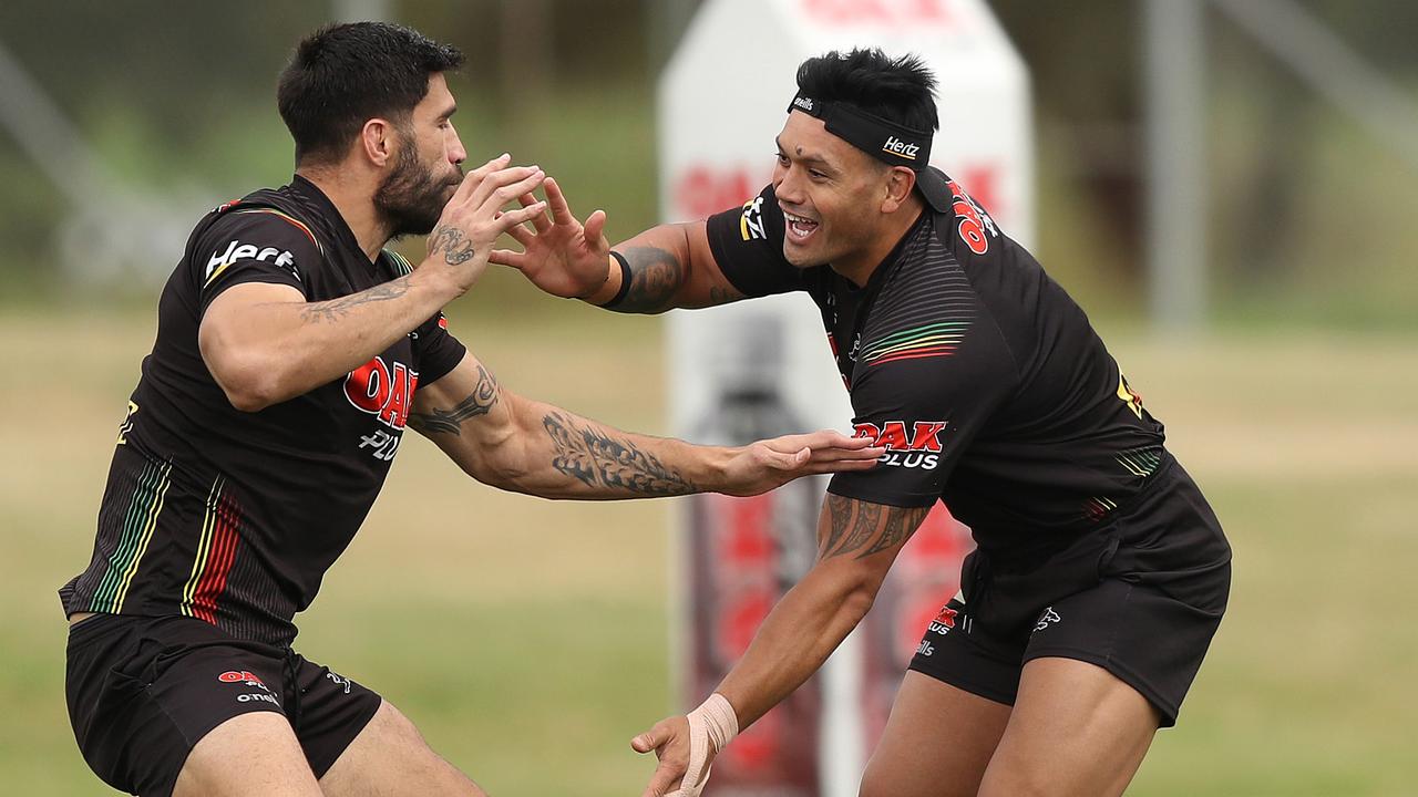 James Tamou (left) and Zane Tetevano could both be lost to Penrith. Picture: Brett Costello