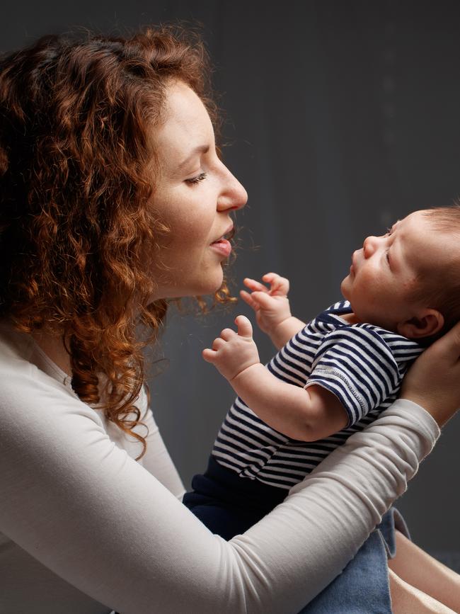 Jess Galletly with her 5-week-old son Jackson. Picture Matt Turner