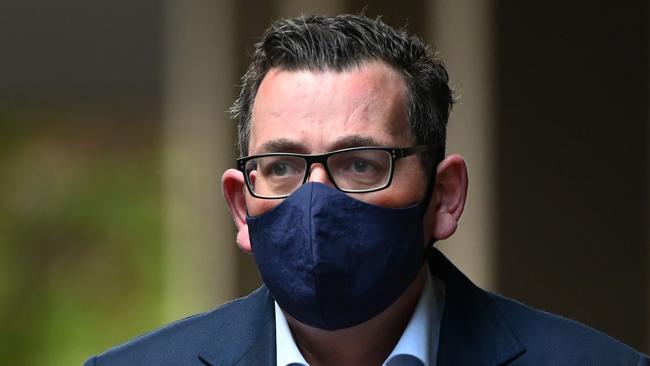 Victoria's then premier, Daniel Andrews, arrives at a press conference in Melbourne in July, 2020. Picture: AFP