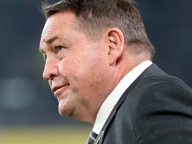 CHOFU, JAPAN - NOVEMBER 01:  Steve Hansen, Head Coach of New Zealand looks on prior to the Rugby World Cup 2019 Bronze Final match between New Zealand and Wales at Tokyo Stadium on November 01, 2019 in Chofu, Tokyo, Japan. (Photo by Hannah Peters/Getty Images)