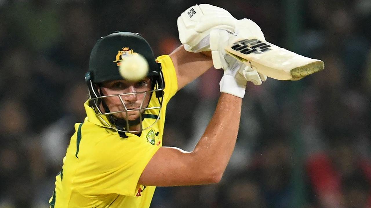 Australia's Tim David plays a shot during the third Twenty20 international cricket match between India and Australia. Photo: AFP