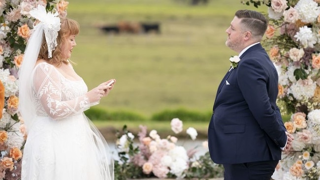 The MAFS marriage of Katie Johnson and Tim Gromie puts a spotlight on how reality TV is getting nastier, uglier and more toxic. Picture: Supplied by Nine.